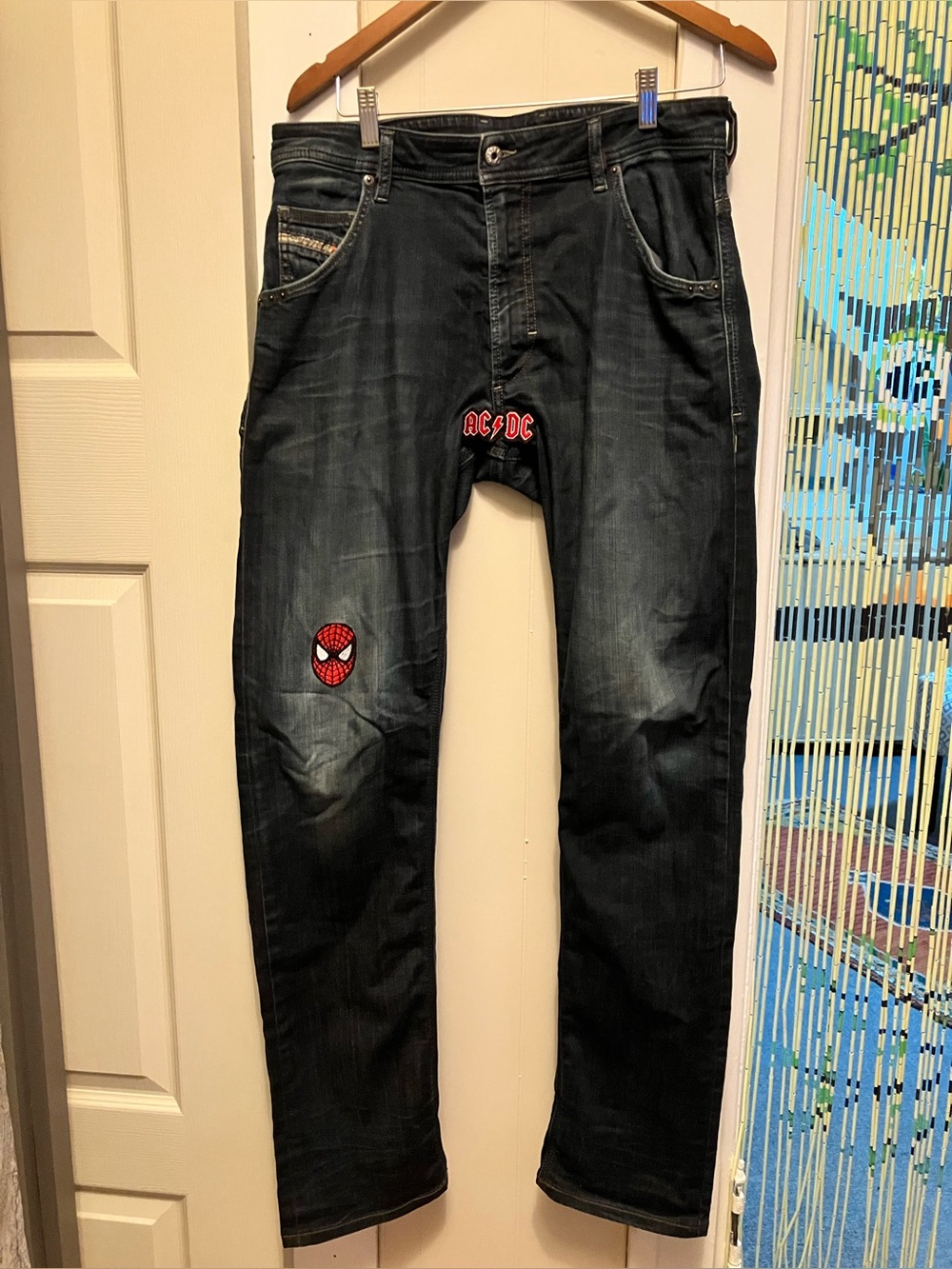 Custom Patched Diesel Krooley 0806Q Regular Slim-Carrot Jeans